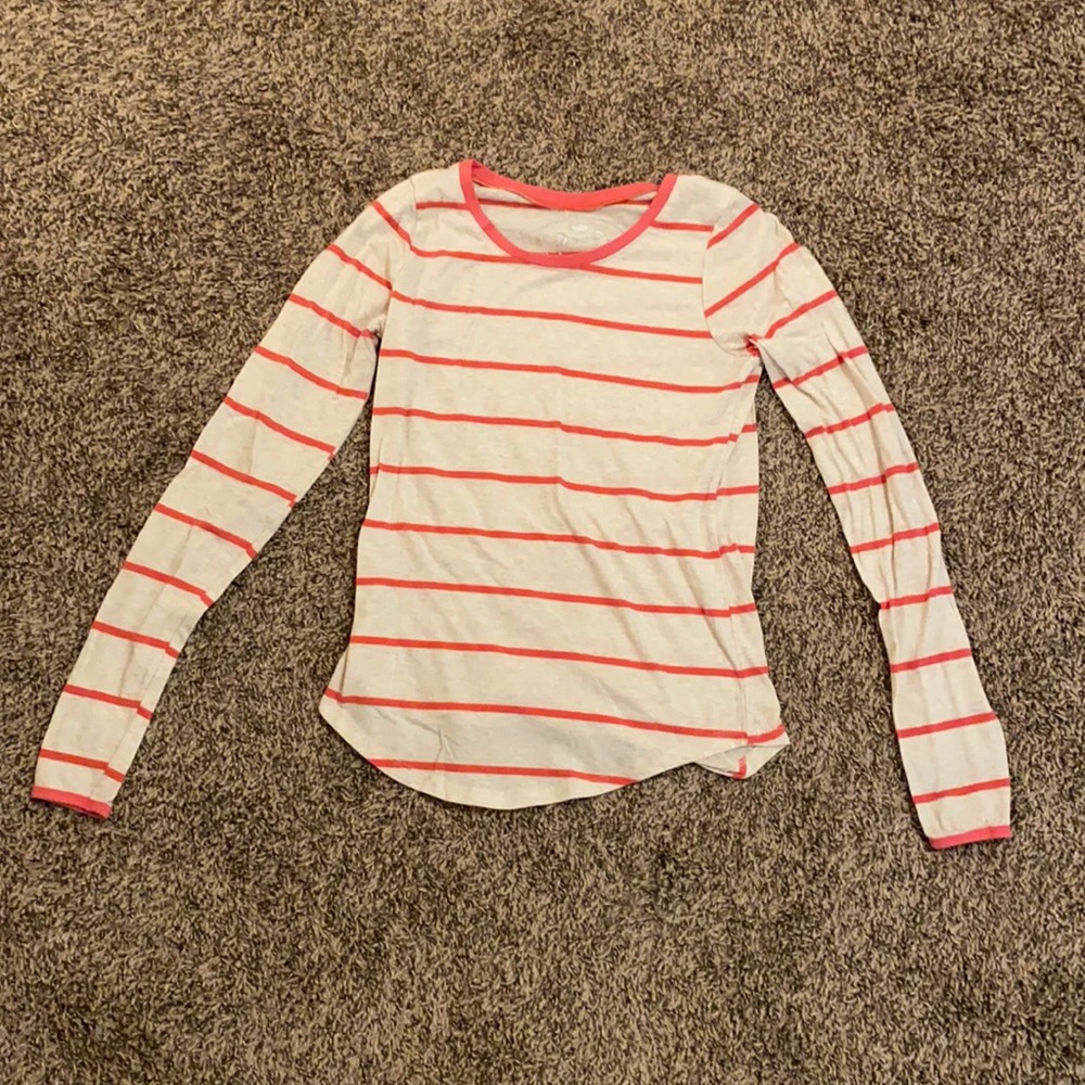 Cream and pink long sleeve shirt, size small